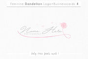 feminine dandelion logo+businesscard, a Branding & Logo Template by Whimsical Logoshop (Thumbnail 1 of 2)