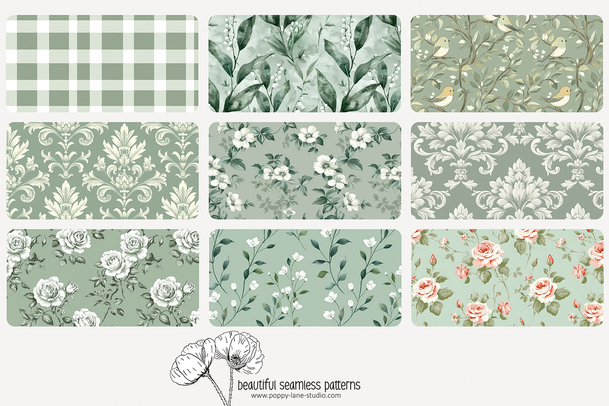 70 sage green seamless pattern, a Pattern Graphic by Poppy Lane Studio (Photo 5 of 10)