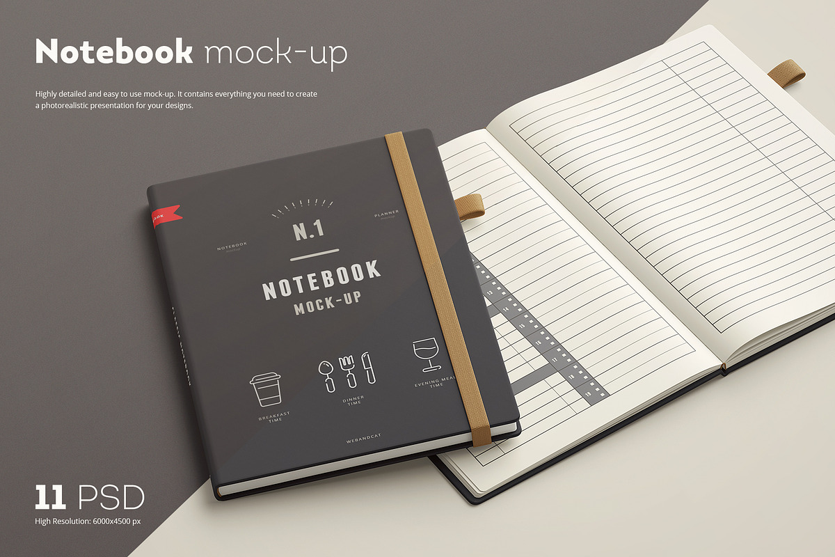 Planner / Notebook Mockup, a Books & Magazine Mockup by WebAndCat (Photo 1 of 6)