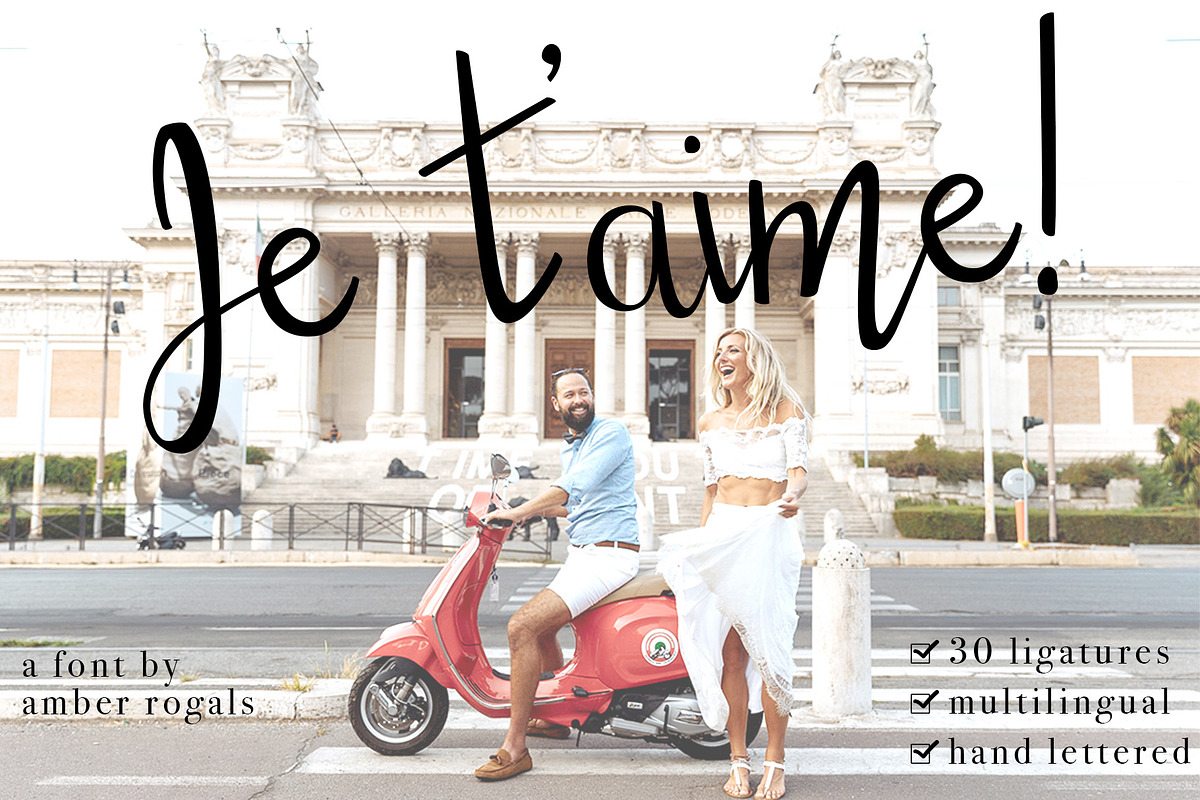 Je T'aime - A Brush Script Font, a Script Font by amberrogals (Photo 1 of 9)