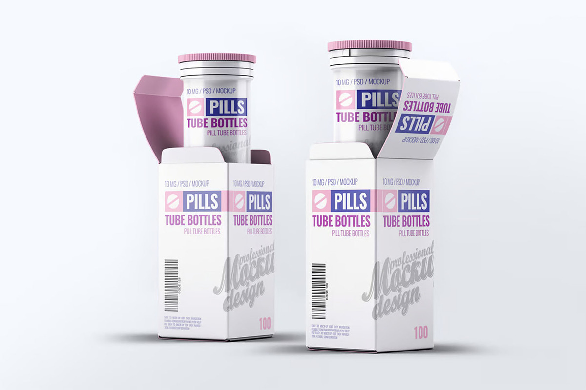 Pills Tube Bottles Mockup, an Advertising Mockup by Hubzway (Photo 3 of 8)