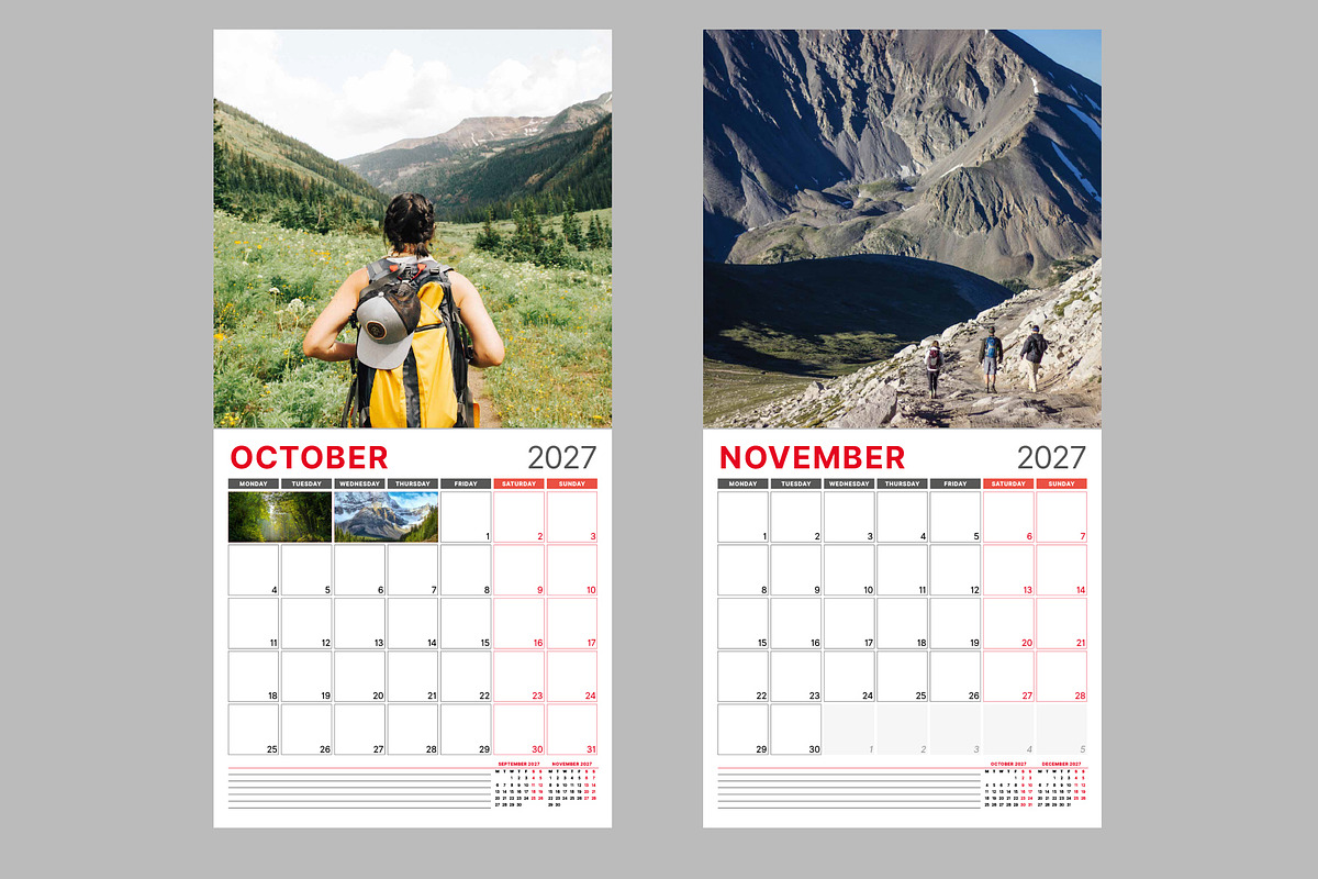 Monthly Planner 2027 (MP017-27), a Stationery Template by mikhailmorosin