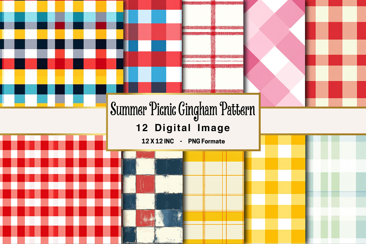 Summer Picnic Gingham Pattern, an Illustration by OK Design (Photo 1 of 4)