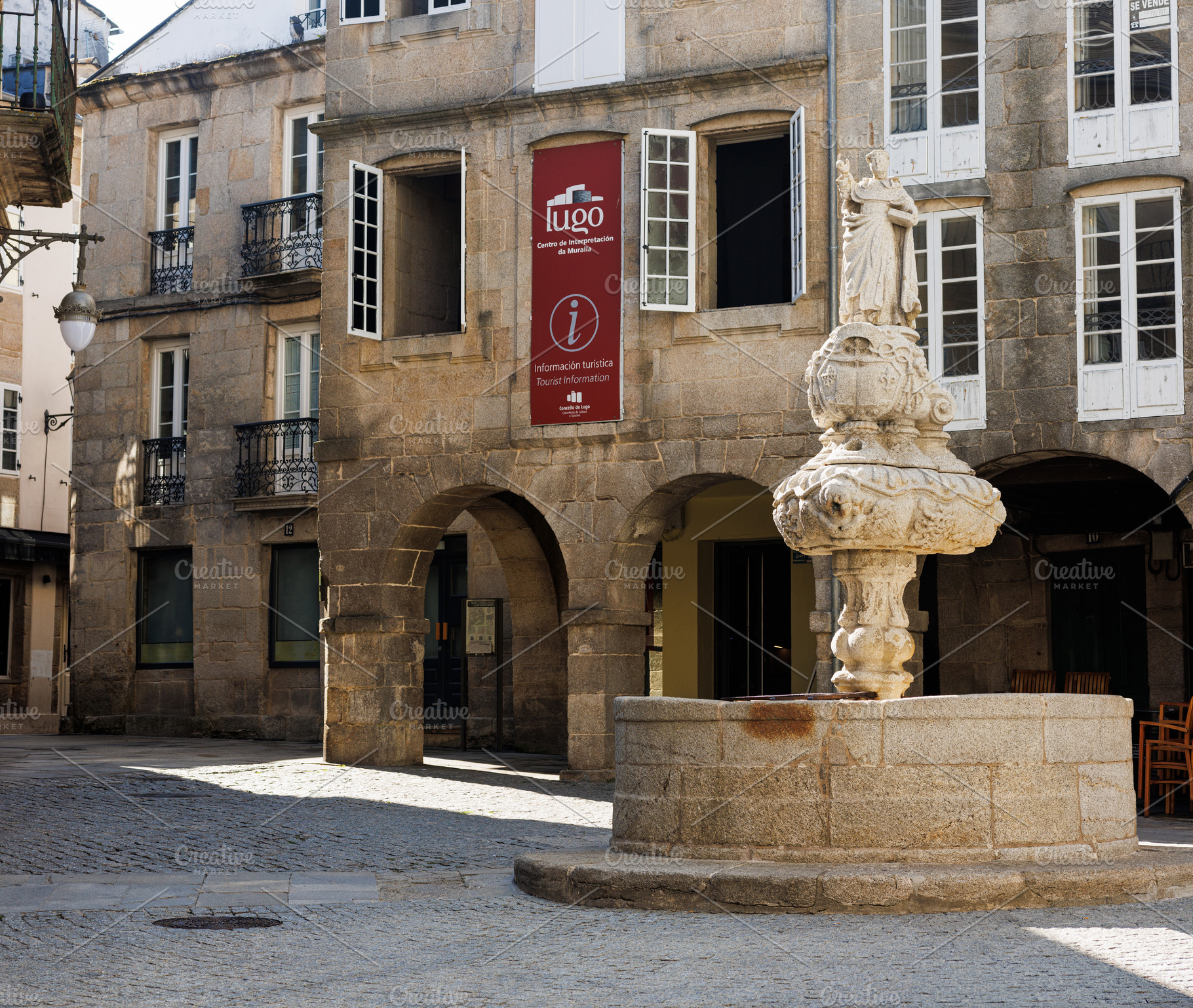 Historic Baroque Fountain of San Vicente, Praza do Campo, Lugo,, an Architecture Photo by Bepslabor