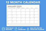 2029 11x17 Calendar Template, a Stationery Template by Running With Foxes (Thumbnail 1 of 5)