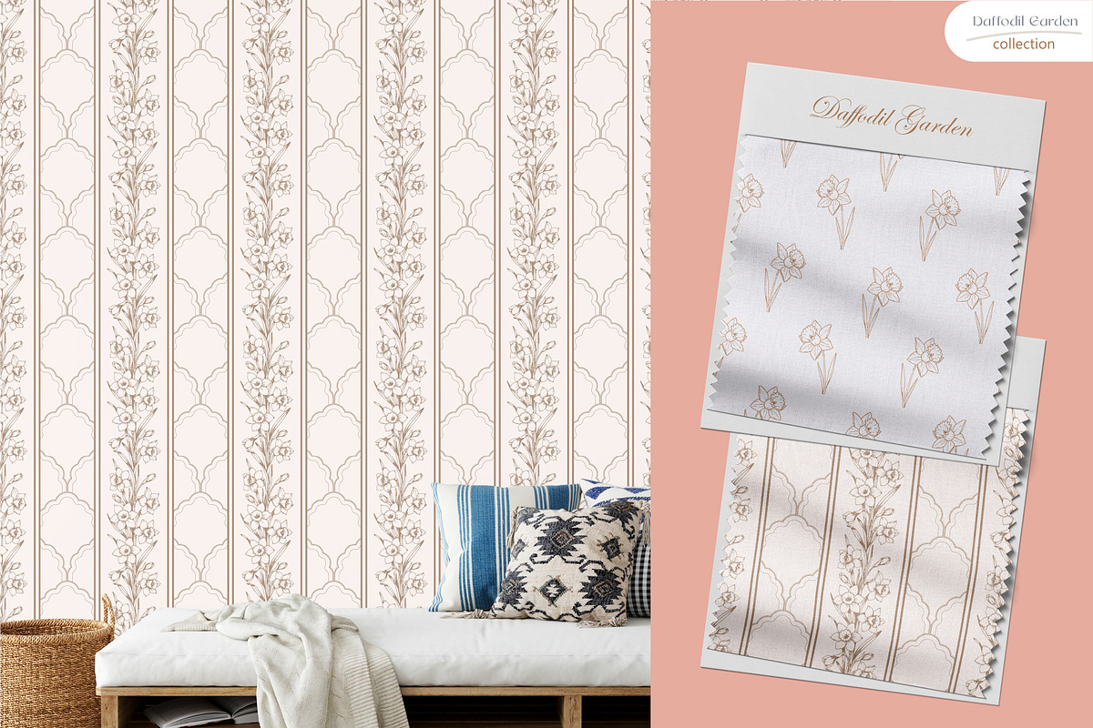 Daffodil Garden - Seamless Patterns, a Wallpaper Graphic by InaCorart (Photo 10 of 11)