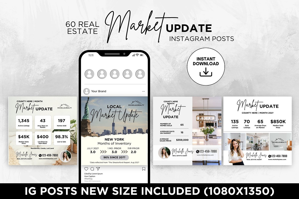 Market Update Instagram Posts Canva, a Social Media Template by CreativeVinesStore (Photo 5 of 6)