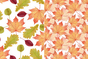 Autumn Leaves 4 Seamless Patterns