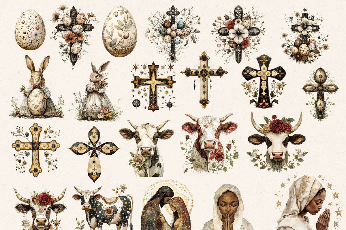NEUTRAL EASTER BIBLICAL CLIPART, a Person Illustration by Daring Digies (Photo 8 of 10)