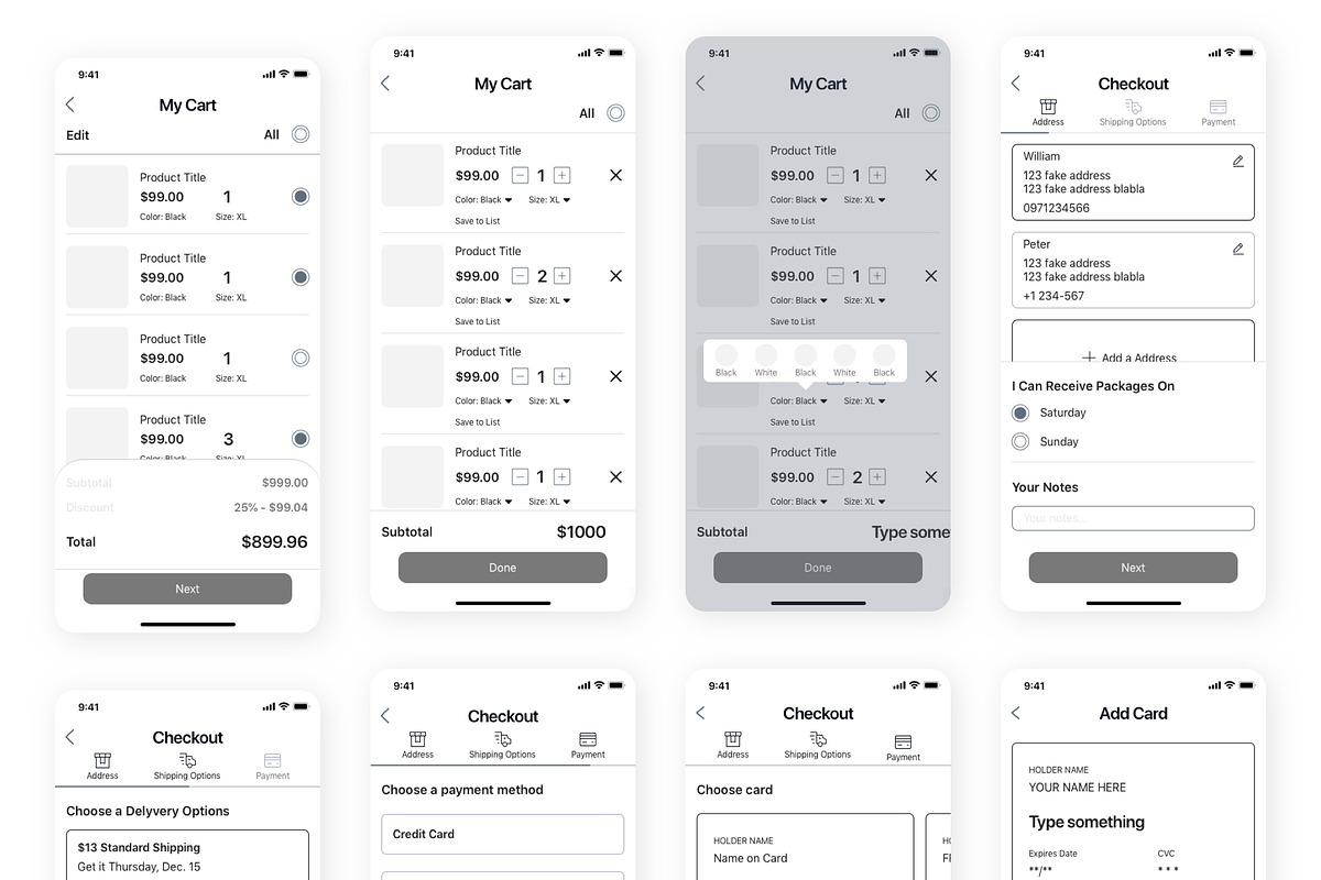 Buey E-commerce app Wireframe Kit, a Wireframe Template by Capi Product (Photo 9 of 10)