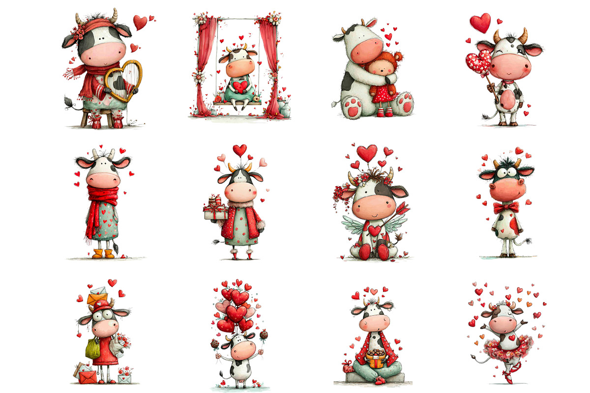 Whimsical Valentine Couple Clipart, an Illustration by Designking (Photo 3 of 5)
