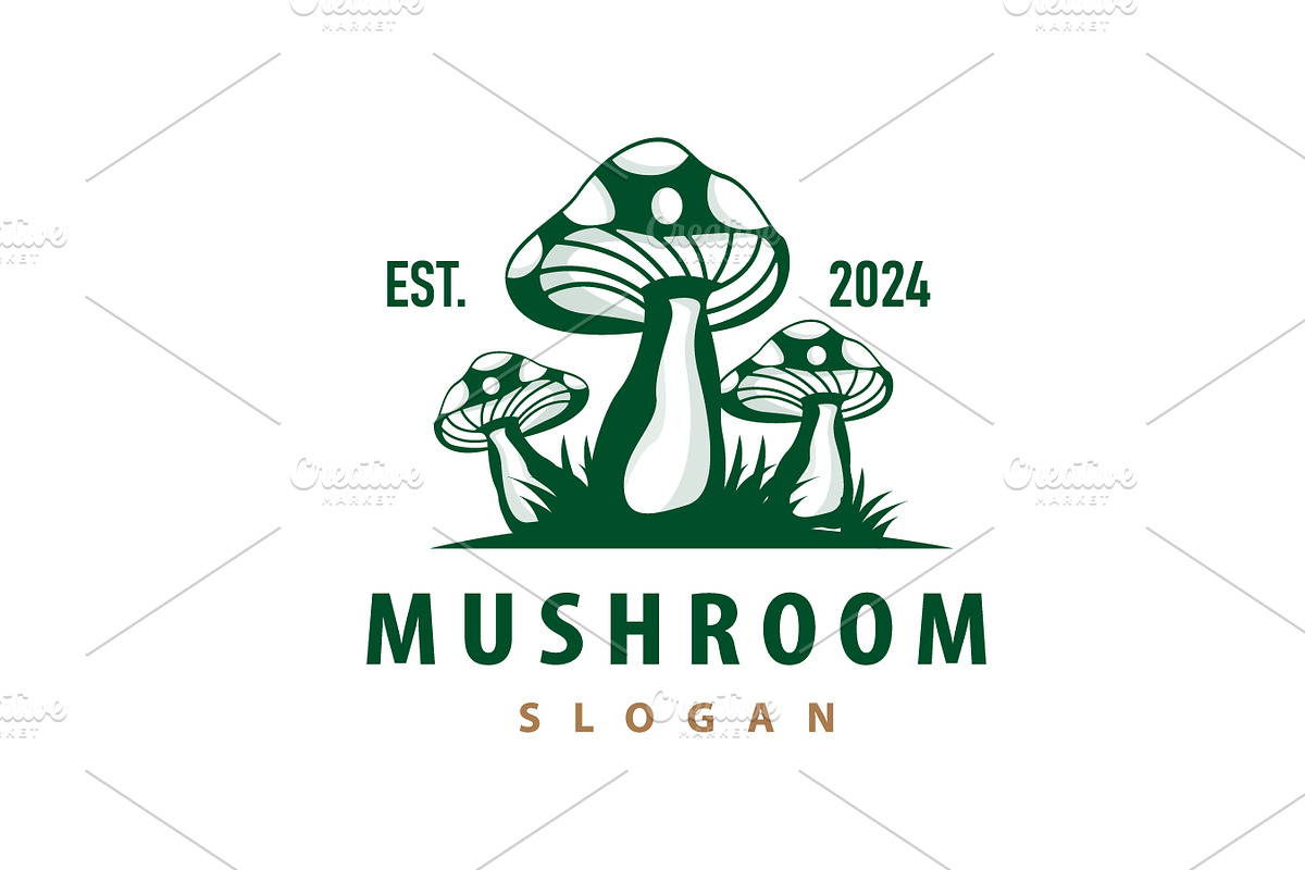 Mushroom Logo Retro Plant Silhouette, a Branding & Logo Template by Maylianaw28