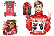 Cozy Family Christmas Clipart, an Illustration by DreamArtGraphic (Thumbnail 4 of 4)