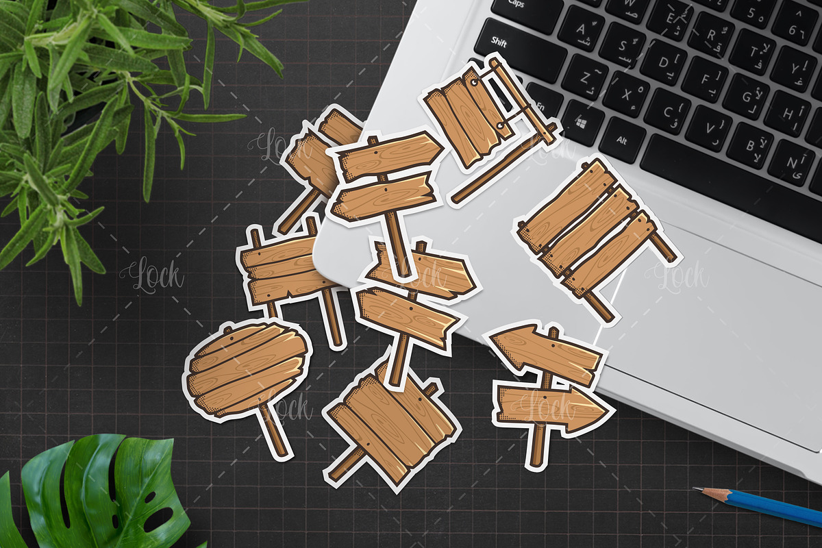 Set of wooden street signs design, a Graphic by Allmostudio (Photo 4 of 4)