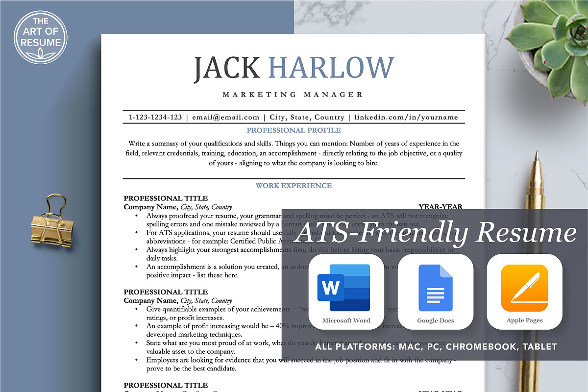 ATS-Friendly Resume CV Format, a Resume Template by The Art of Resume (Photo 1 of 8)