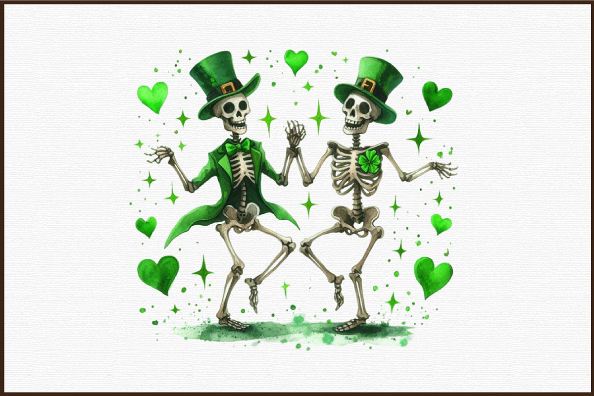 St. Patrick's Day Skeleton Heart Cli, an Illustration by Sublimation Artist (Photo 3 of 4)