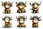 Whimsical Spring Highland Cow Clipar, an Illustration by Design Market (Thumbnail 3 of 5)