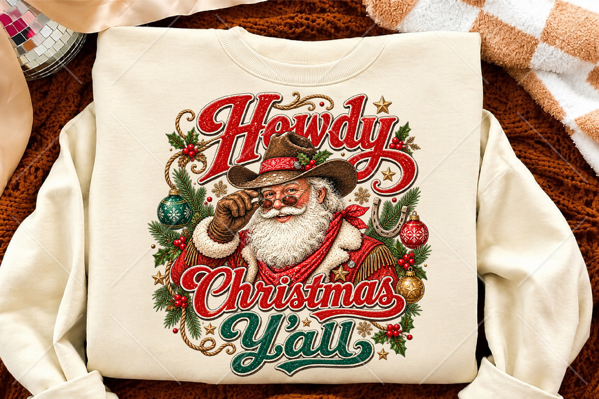 Howdy Christmas Y'all Santa PNG, a Seasonal Illustration by Canvas Craft (Photo 4 of 6)