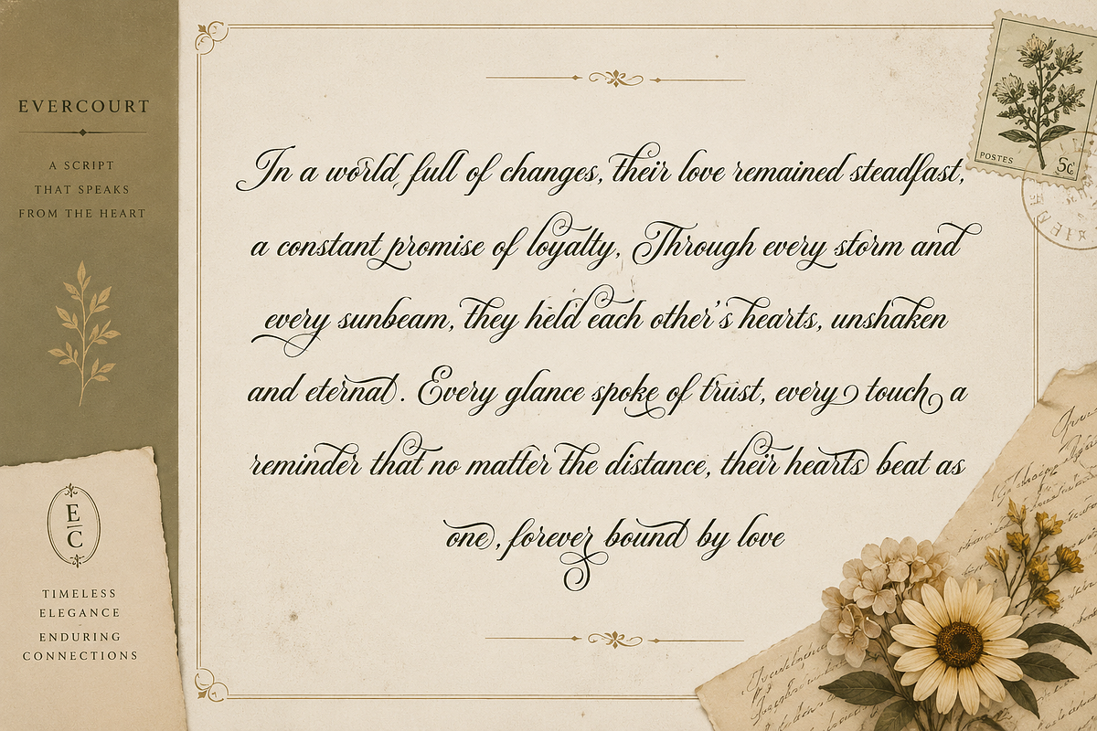 Evercourt - Romantic Script Font, a Script Font by PaperMoon (Photo 9 of 9)