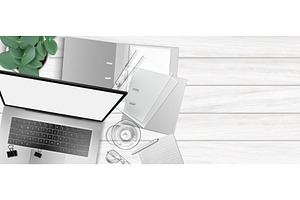 Office workplace top view with, a Technology Illustration by art PVP - market