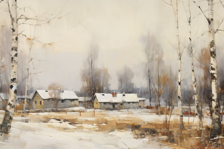 Peaceful Winter Landscape with Birch Trees and Snowy Path, an Abstract Photo by Natalia Klenova's Shop