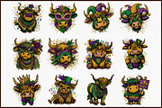 Cute Mardi Gras Highland Cow Clipart, an Illustration by Sublimation Artist (Thumbnail 3 of 6)