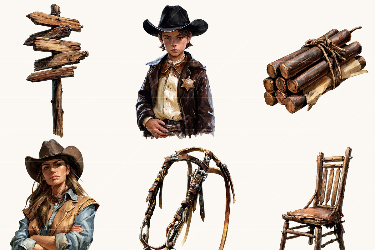 Watercolor Western Clipart Bundle, an Object Illustration by BusyDaydesign (Photo 5 of 9)