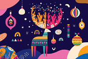 Magic Christmas deer, an Animal Illustration by MoleskoStudio (Thumbnail 1 of 4)