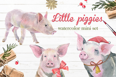 Little Piggies. Watercolor mini set