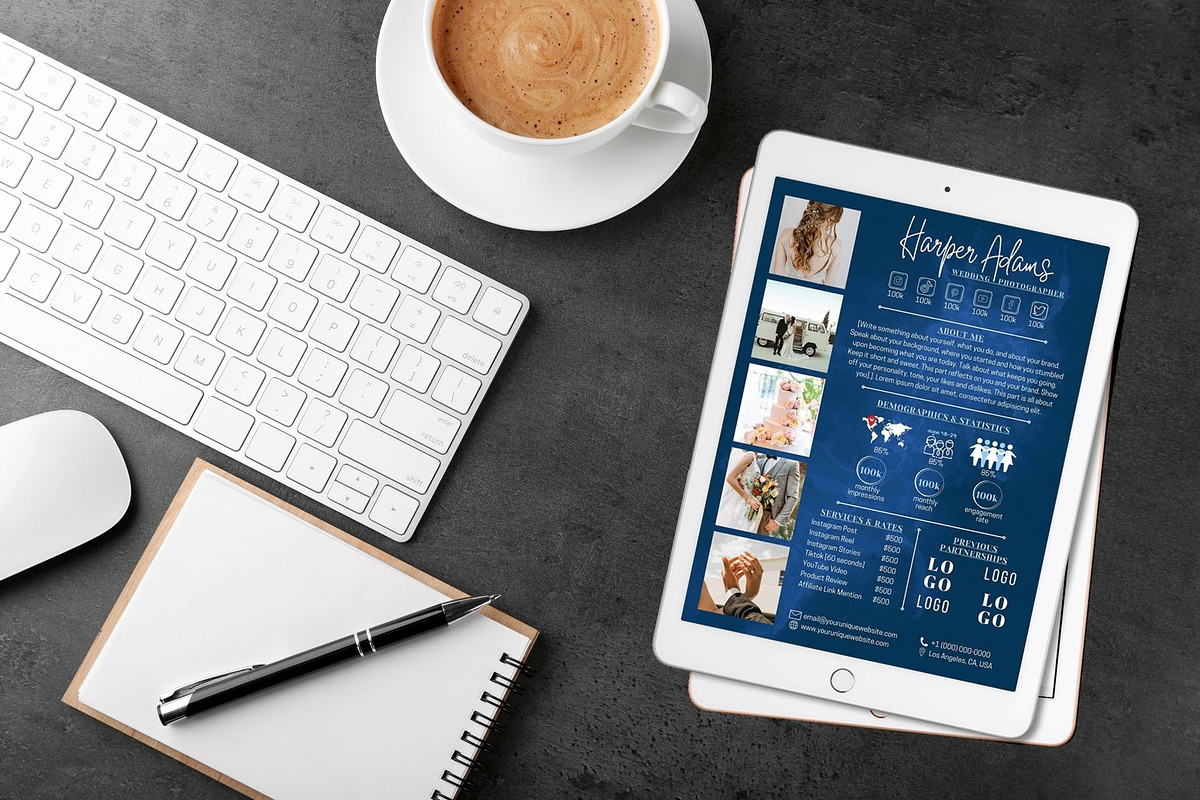 Two Page Media Kit in Navy Blue, a Templates & Theme by ProductiveandFree (Photo 9 of 10)