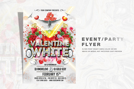 White Valentine Party Flyer