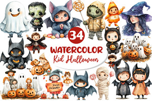 Kid Halloween Sublimation Clipart, an Illustration by Dream Creation