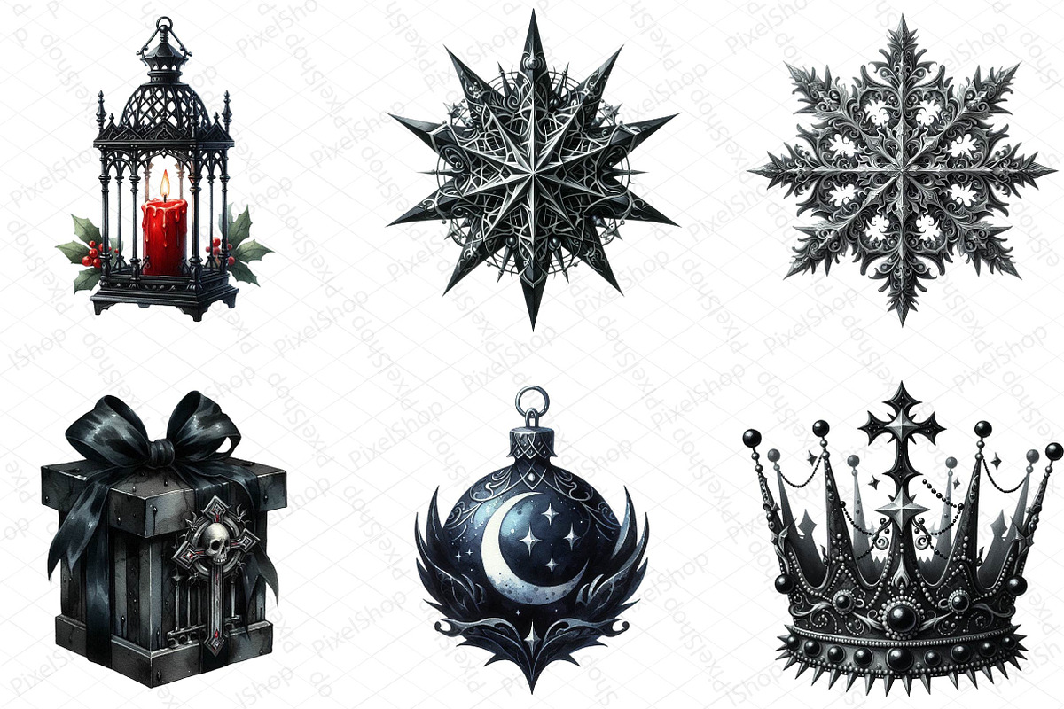 Gothic Christmas Day Clipart Bundle, an Illustration by DreamPrint404 (Photo 3 of 6)