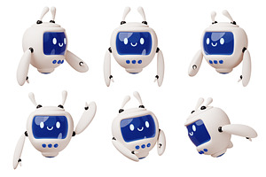 Cartoon 3d robot. Funny bot, a Technology Illustration by YummyBuum