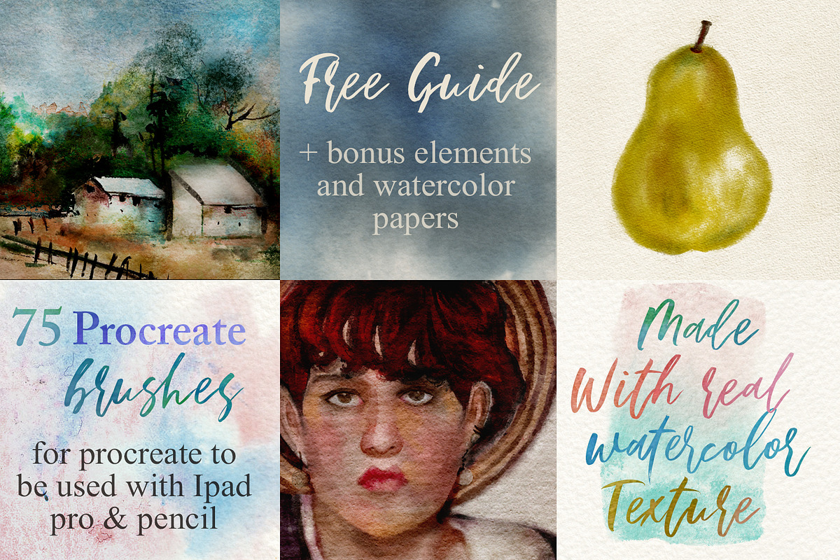 75 Procreate Watercolor Brush Bundle, a Brush Add-On by Photohacklovers (Photo 3 of 9)