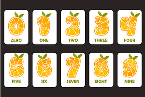 Education cards with Cartoon Orange, an Object Illustration by BabySofja