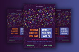 Neon Music Party Poster, a Poster Template by barsrsind