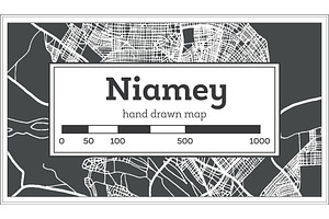 Niamey Niger City Map In Retro Style