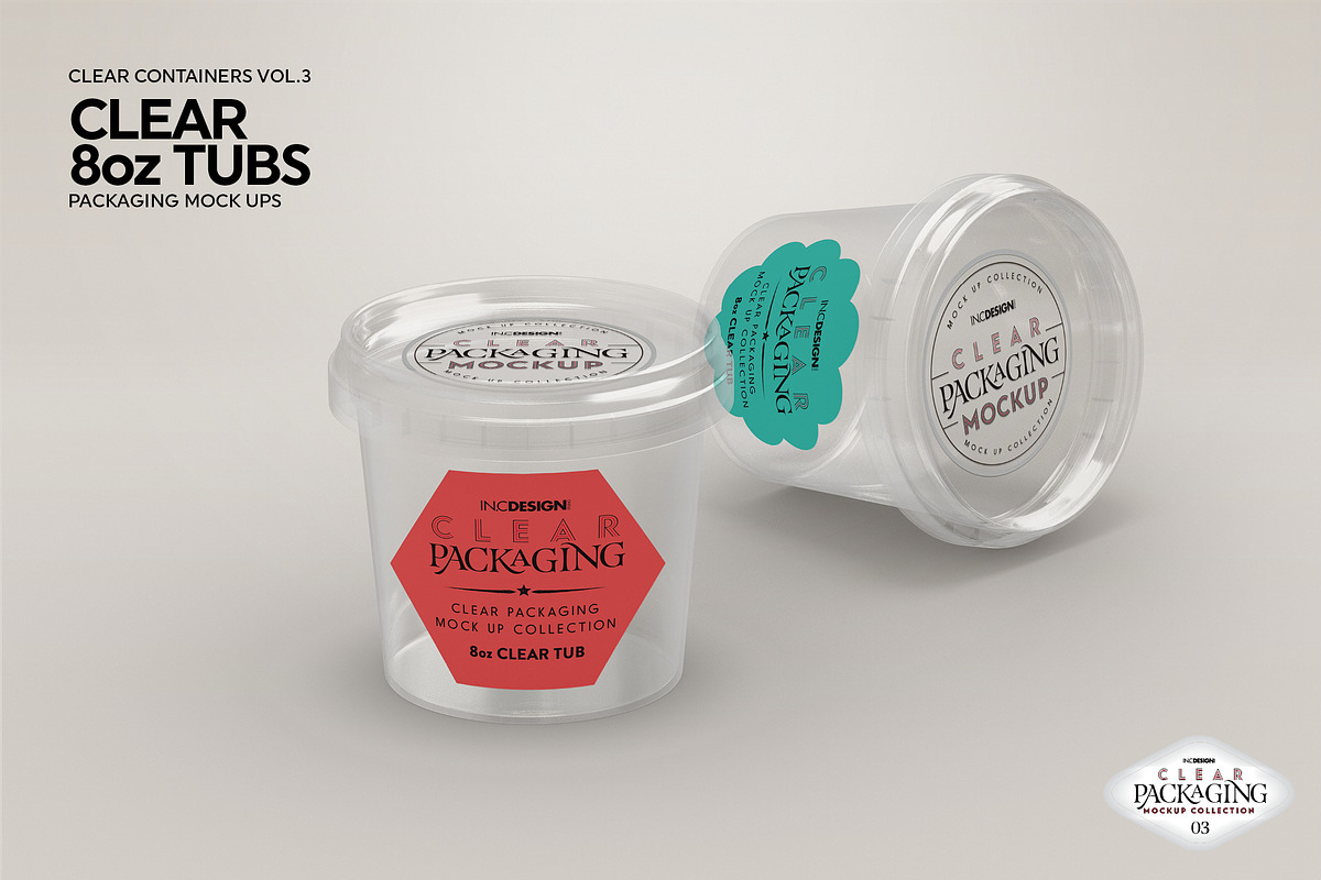 Clear 8oz Tubs Packaging Mockup, a Cups & Container Mockup by INCDesign (Photo 4 of 6)