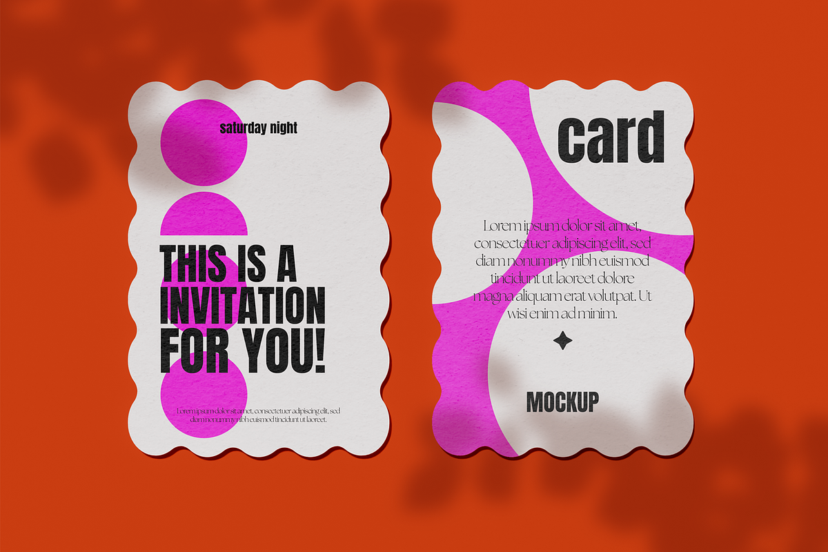 Two Wavy Edges Cards Mockup, an Advertising Mockup by Hubzway