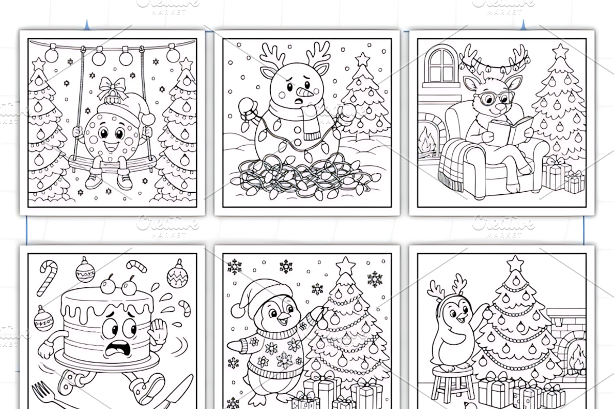 Funny Christmas Coloring Book, a Seasonal Illustration by Design Station (Photo 3 of 3)