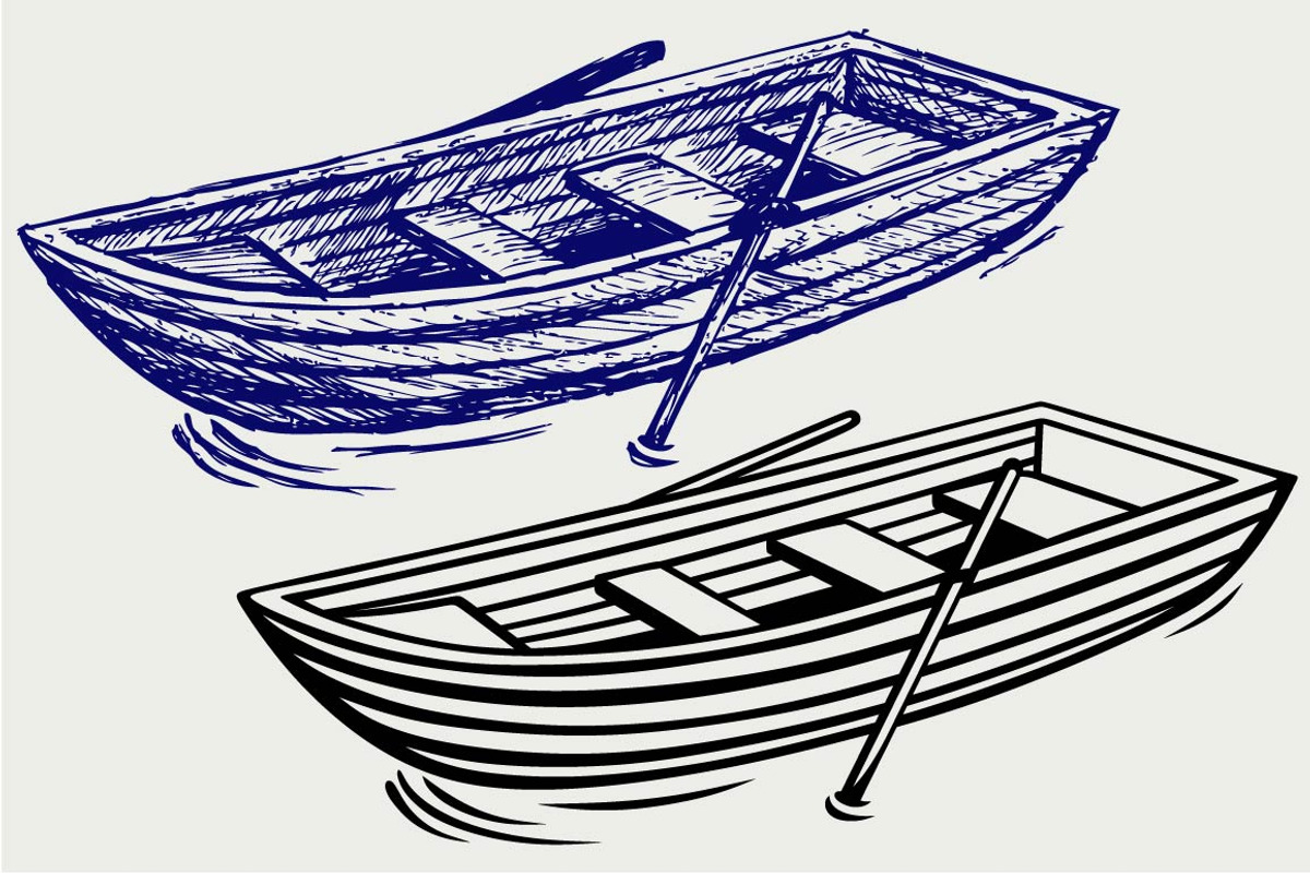 Wooden boat, side view SVG, an Outline Icon by LineworkStock