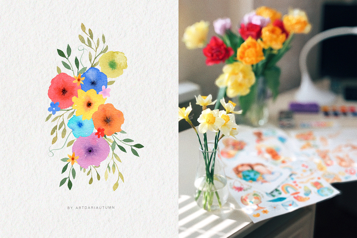 Earth Peace Love Watercolor Set, a Person Illustration by Art Dari Autumn (Photo 8 of 12)