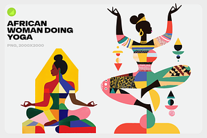 African Woman Doing Yoga, a Person Illustration by Danil Polshin