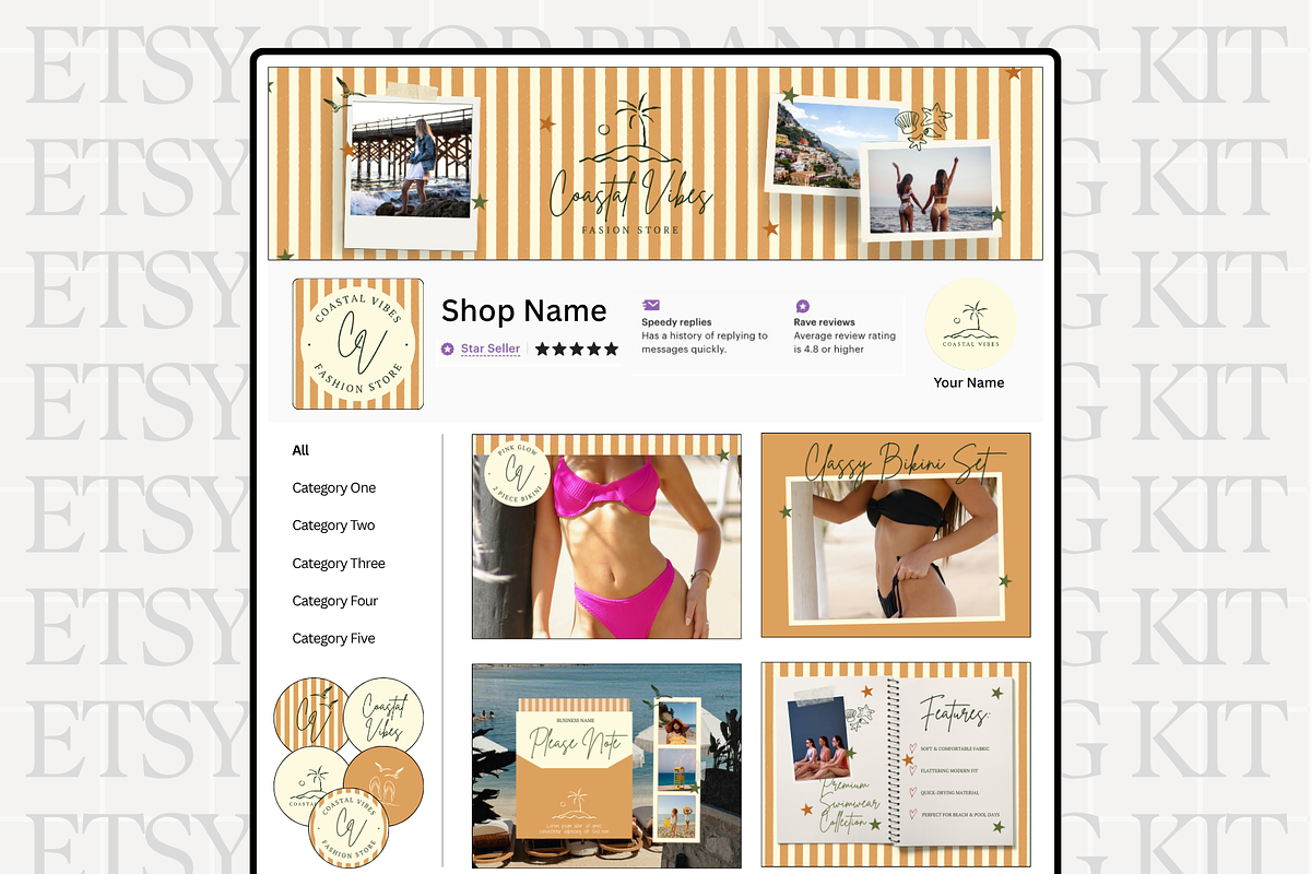 Coastal Etsy Shop Kit Template, a Branding & Logo Template by Anna Design Studio (Photo 1 of 8)