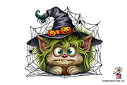 Witch Cat Clipart PNG Bundle, an Illustration by Clipart Bloom (Thumbnail 5 of 14)