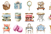 Watercolor Vintage Cafe Clipart, an Illustration by Design Market (Thumbnail 3 of 5)