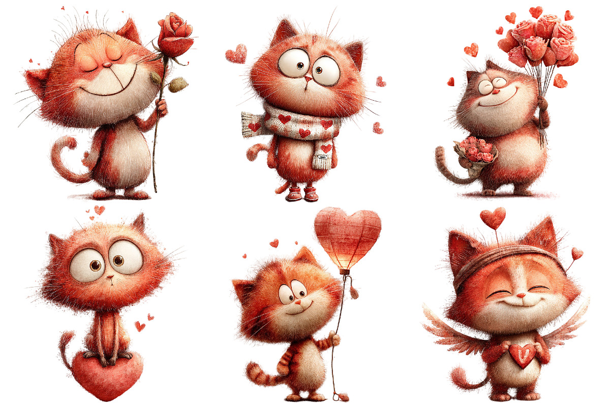 Valentine Cat Clipart, an Illustration by Pixels.Craft (Photo 5 of 5)