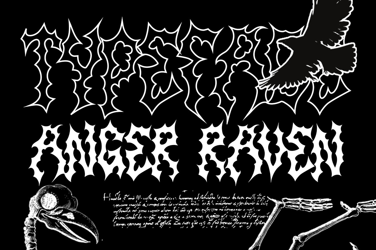 ANGER RAVEN – Death Metal Fon, a Blackletter Font by Fonday Studio (Photo 1 of 8)