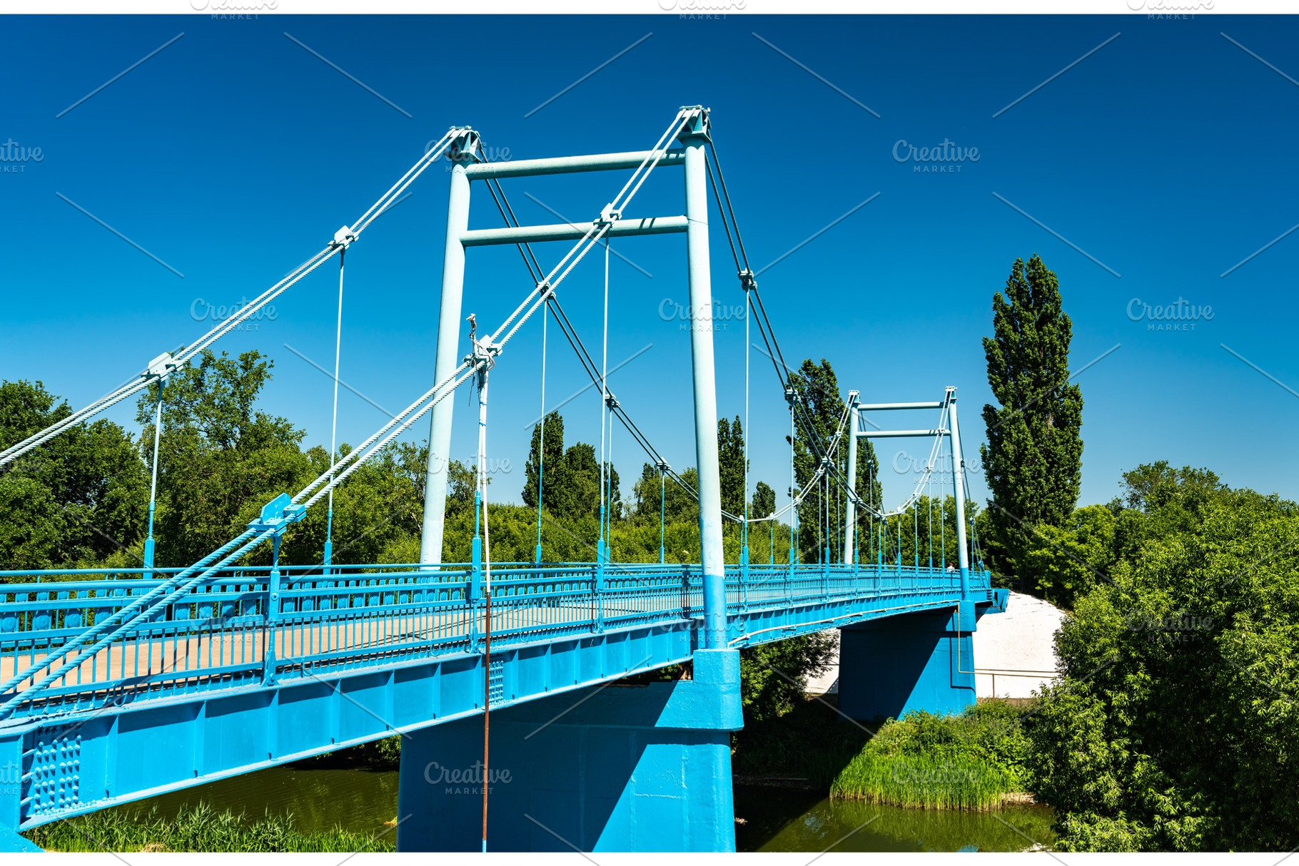 Footbridge across the Tsna River in, an Architecture Photo by Leonid Andronov